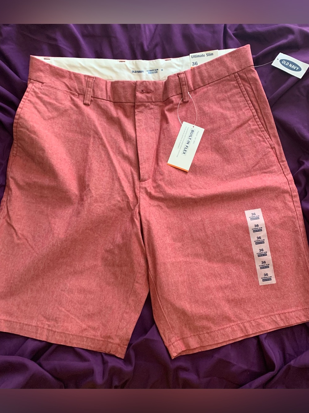 Old Navy Men's Coral Flat-Front Chino Shorts